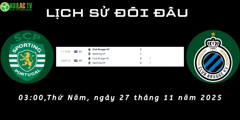 Lịch sử đối đầu Sporting CP vs Club Brugge Lịch sử đối đầu Sporting CP vs Club Brugge